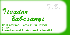 tivadar babcsanyi business card